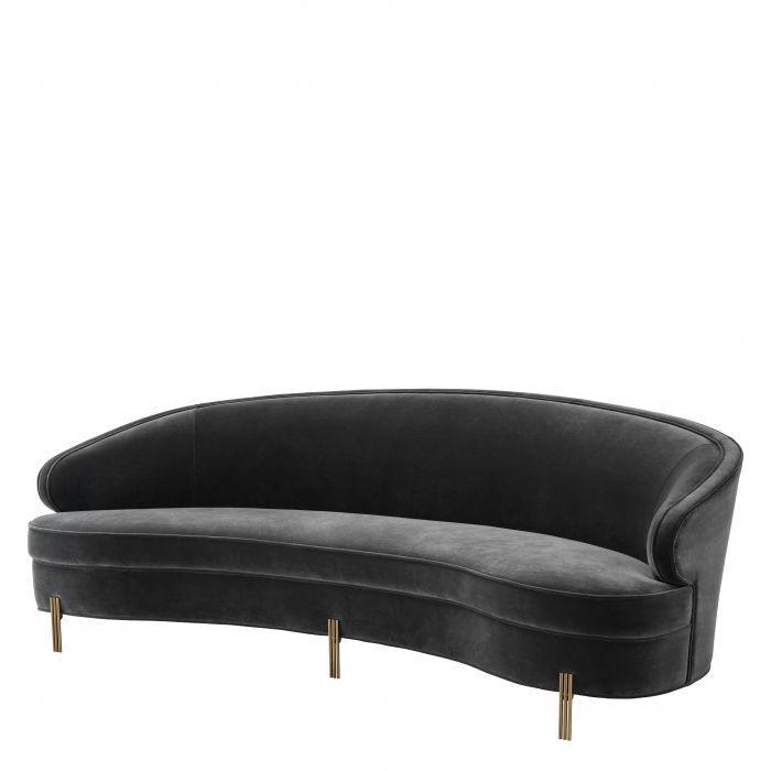 Dark Gray Curved Settee - Casey & Company
