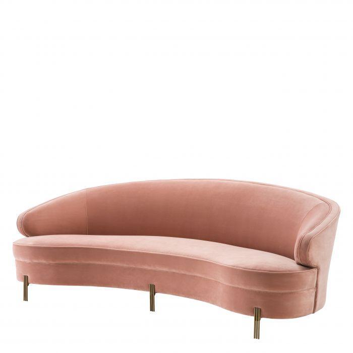 Blush Velvet Curved Settee - Casey & Company