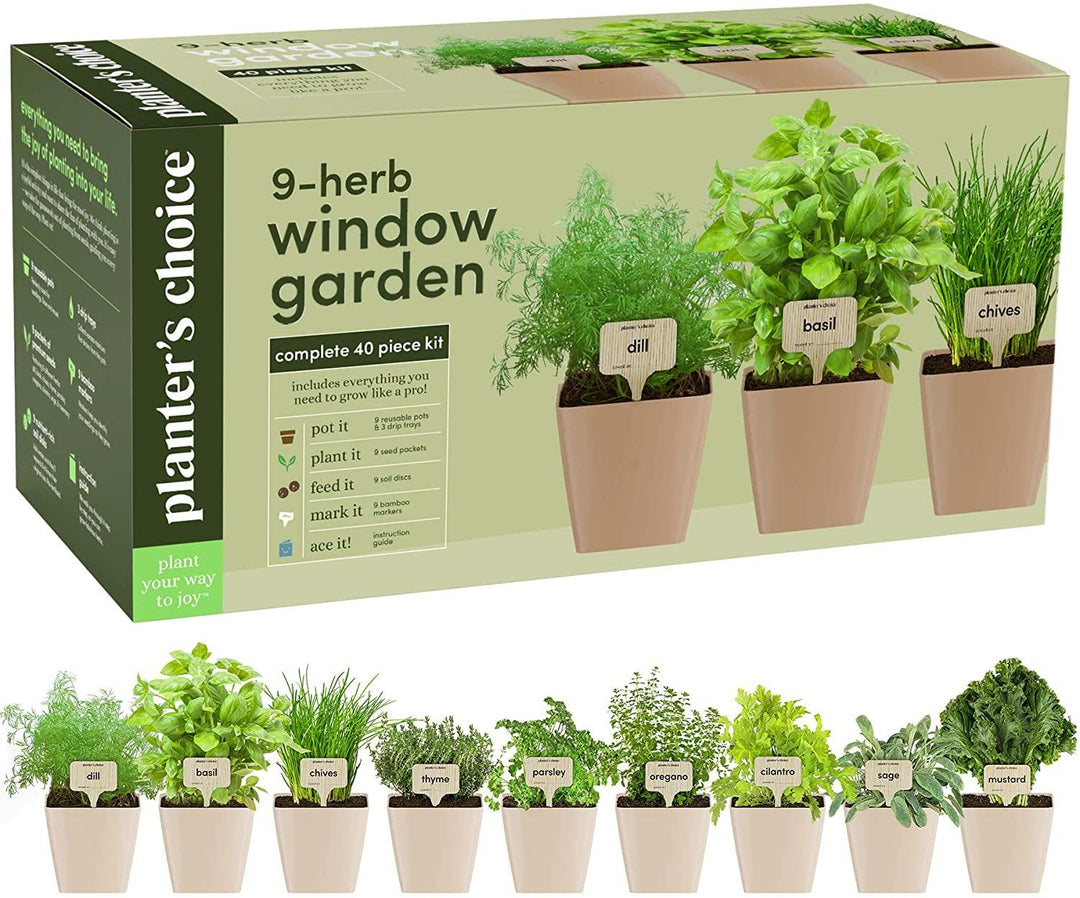 9 Herb Window Garden: 31 Piece Kit - Casey & Company