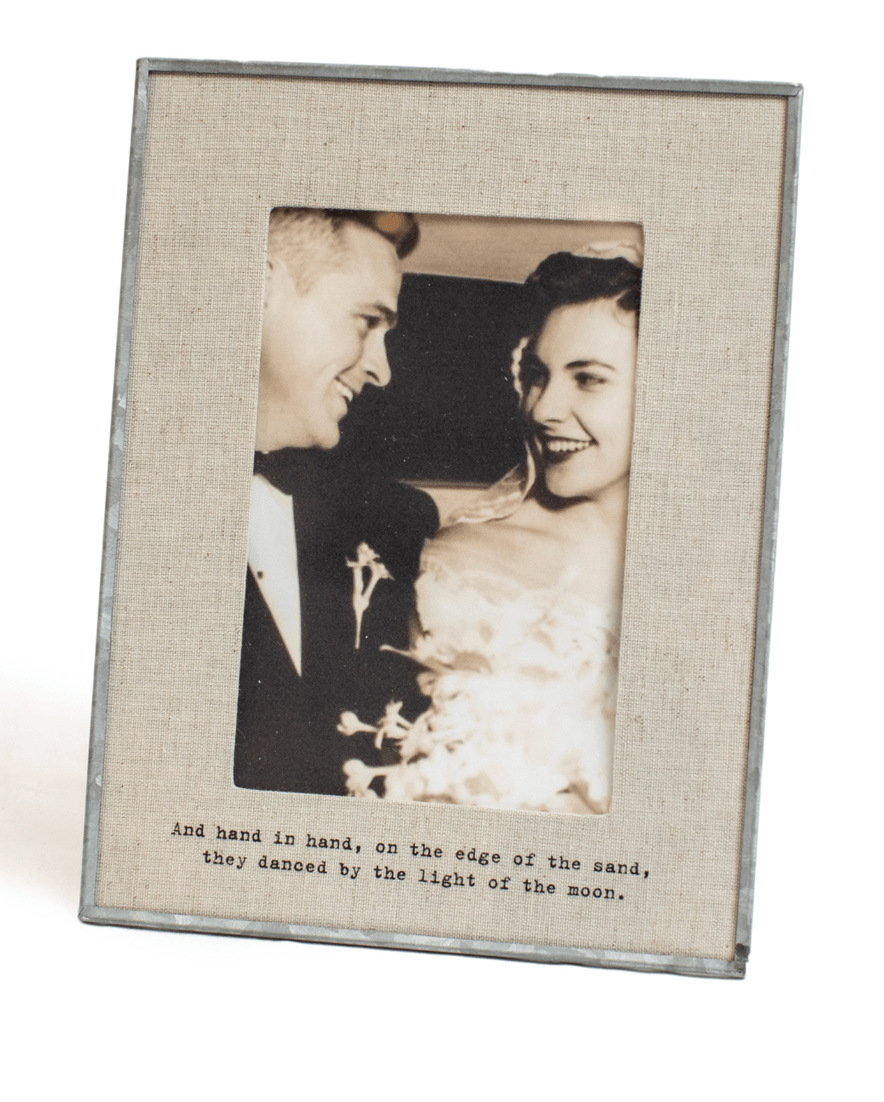 And Hand in Hand Vertical Glass Linen Photo Frame - Casey & Company
