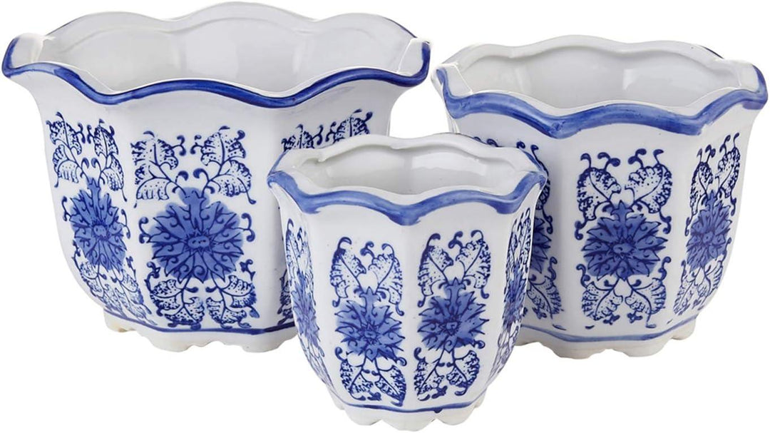 Blue and White Porcelain Planter - Casey & Company