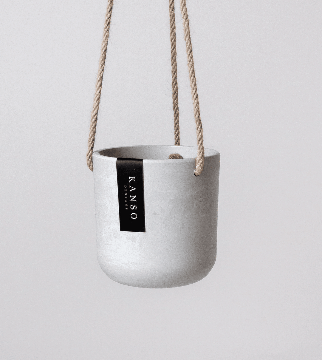 Kanso 4" hanging planter pot white stone - Casey & Company