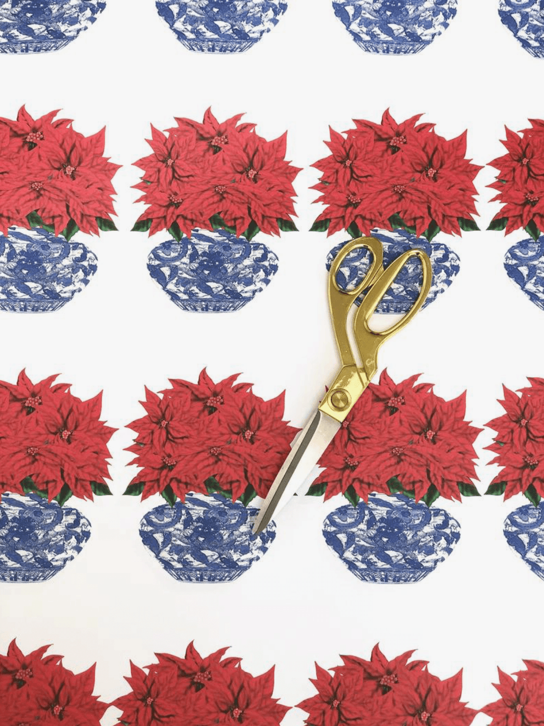 Poinsettia Chinoiserie Gift Wrap - - Casey & Company