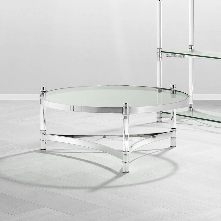 Round Silver Frame Coffee Table - Casey & Company