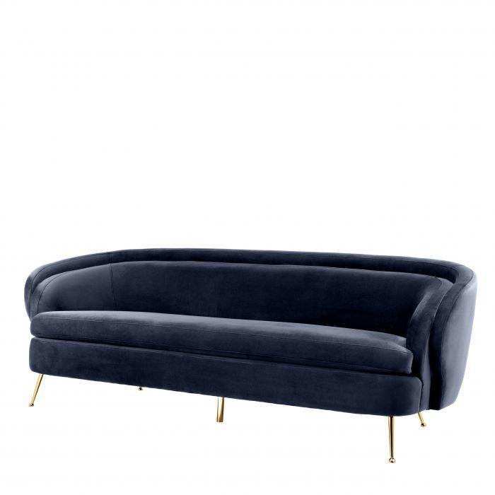 Blue Velvet Curved Sofa - Casey & Company