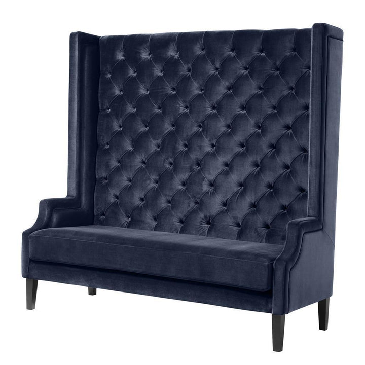 High Tufted Blue Sofa - Casey & Company