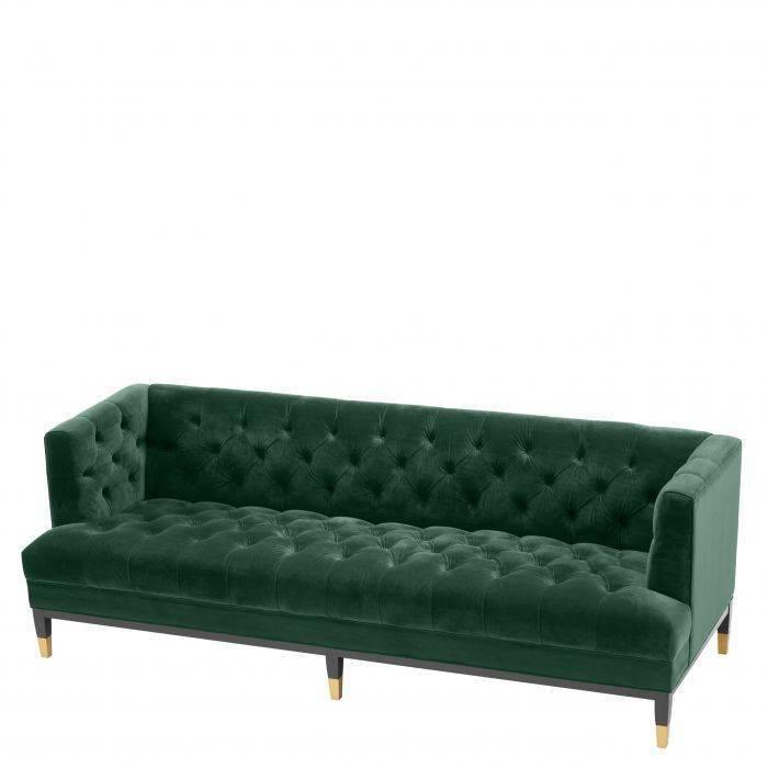 Green Velvet Tufted Sofa - Casey & Company