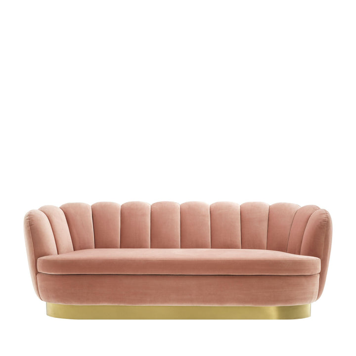 Blush Velvet Scalloped Sofa - Casey & Company