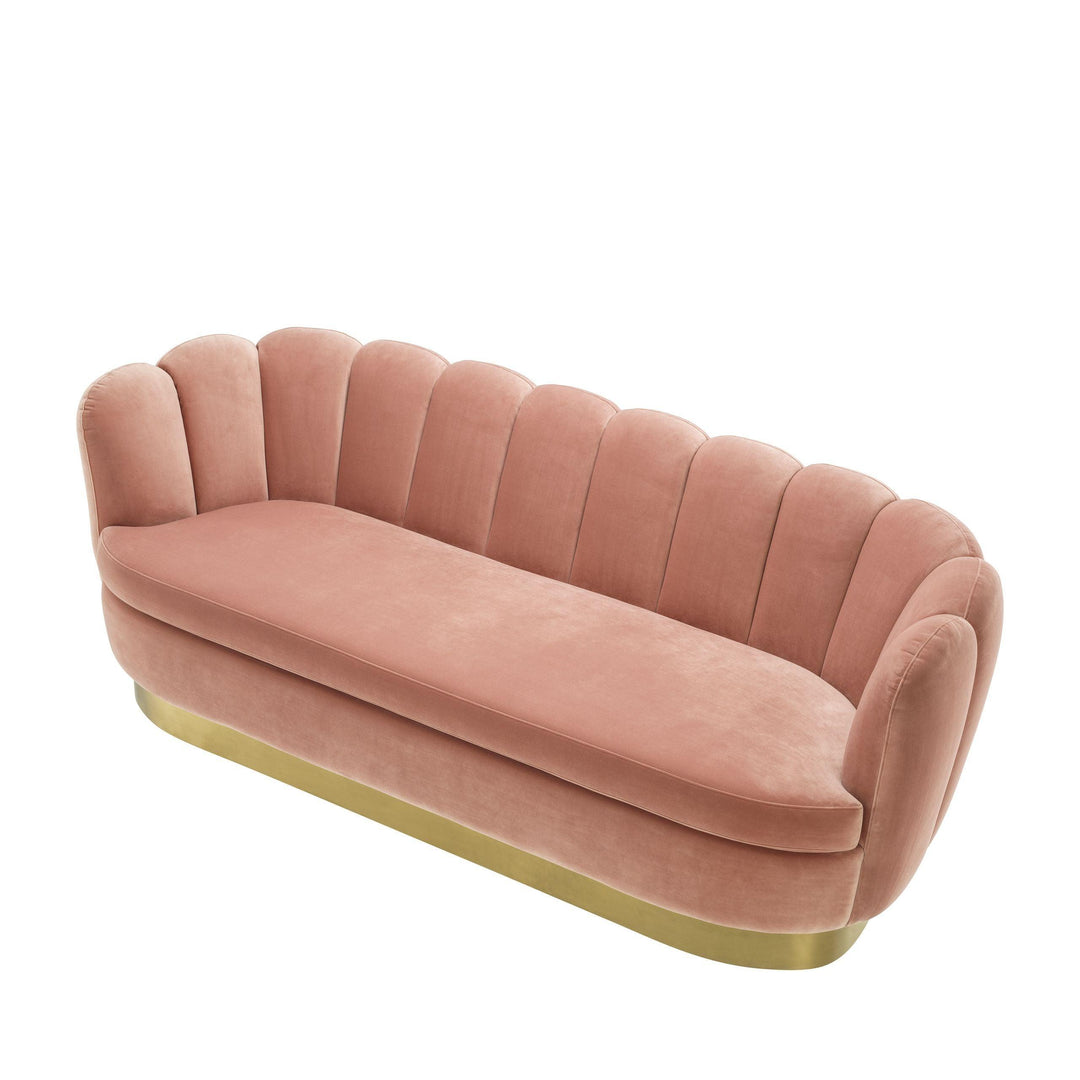 Blush Velvet Scalloped Sofa - Casey & Company