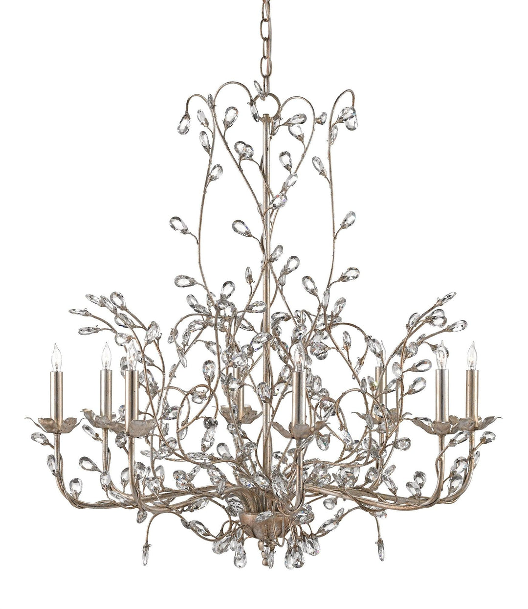 Crystal Bud Silver Large Chandelier - Casey & Company