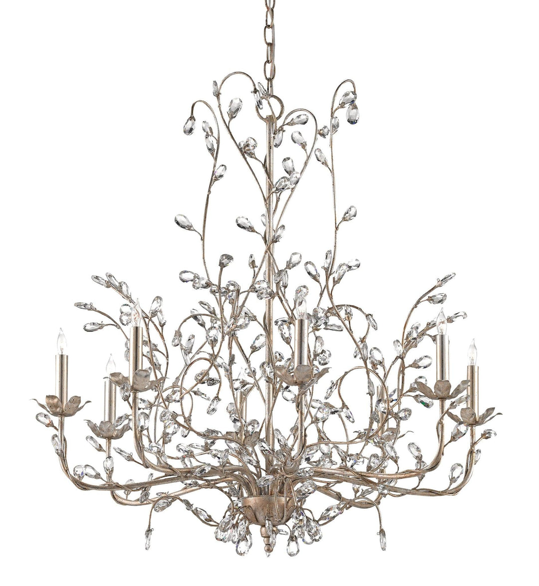 Crystal Bud Silver Large Chandelier - Casey & Company