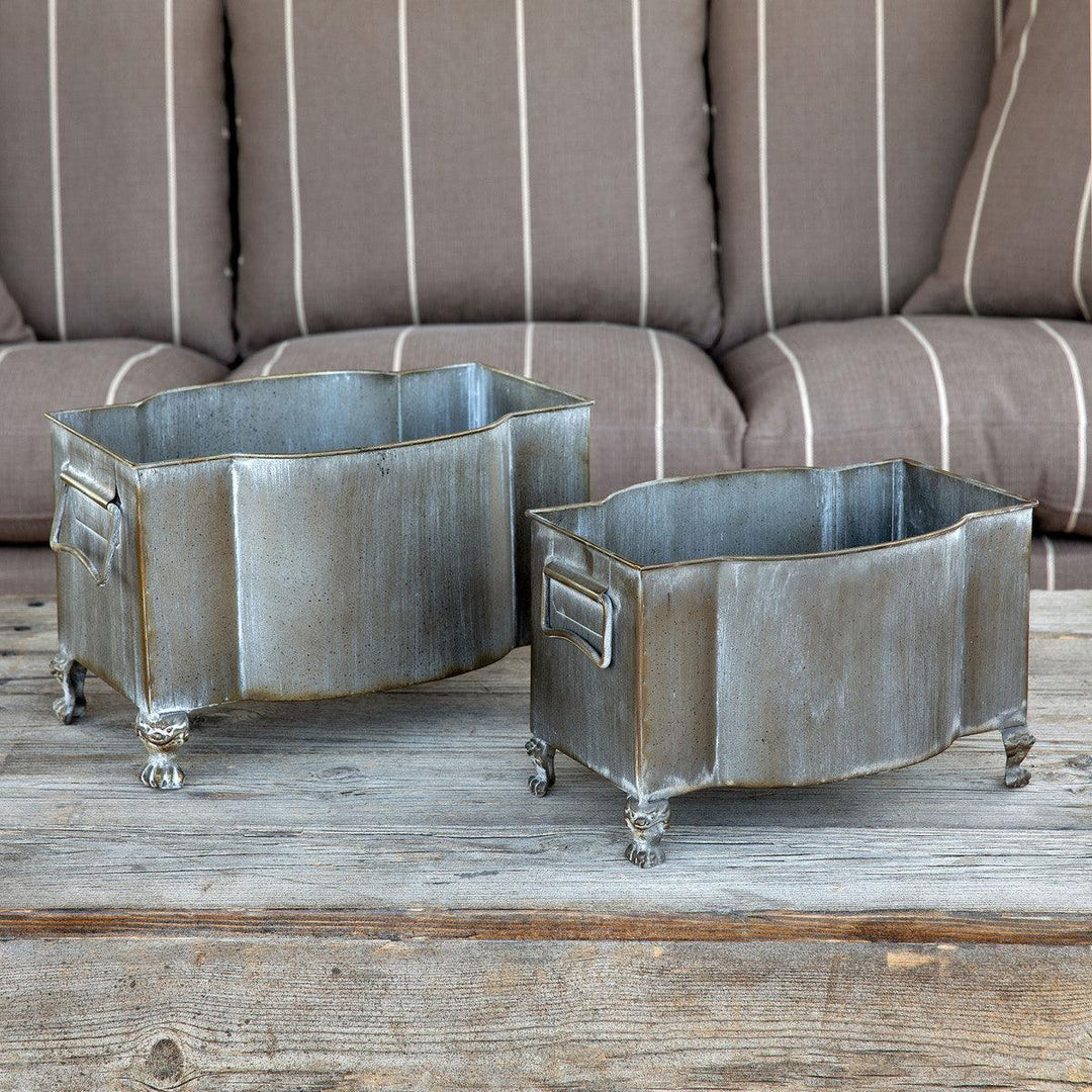 Handsome Footed Metal Planter Small - Casey & Company