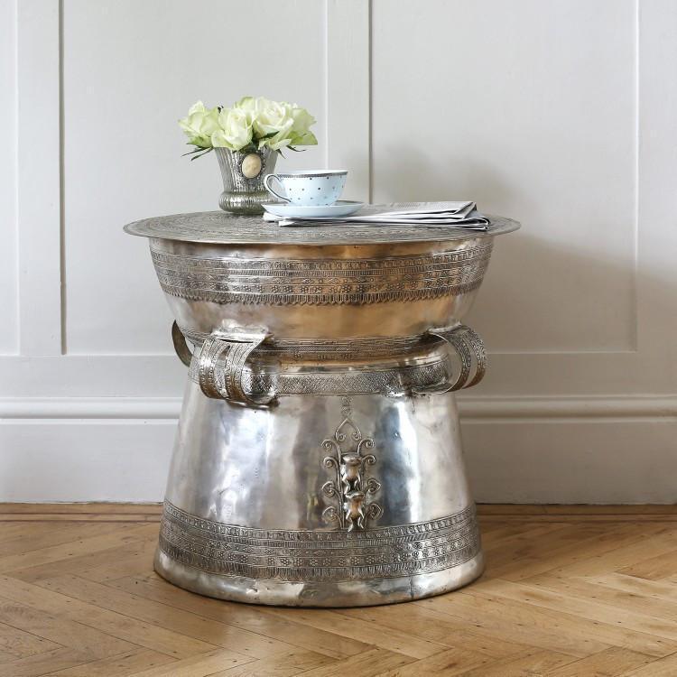 Antique Silver Finish Side Table - Casey & Company