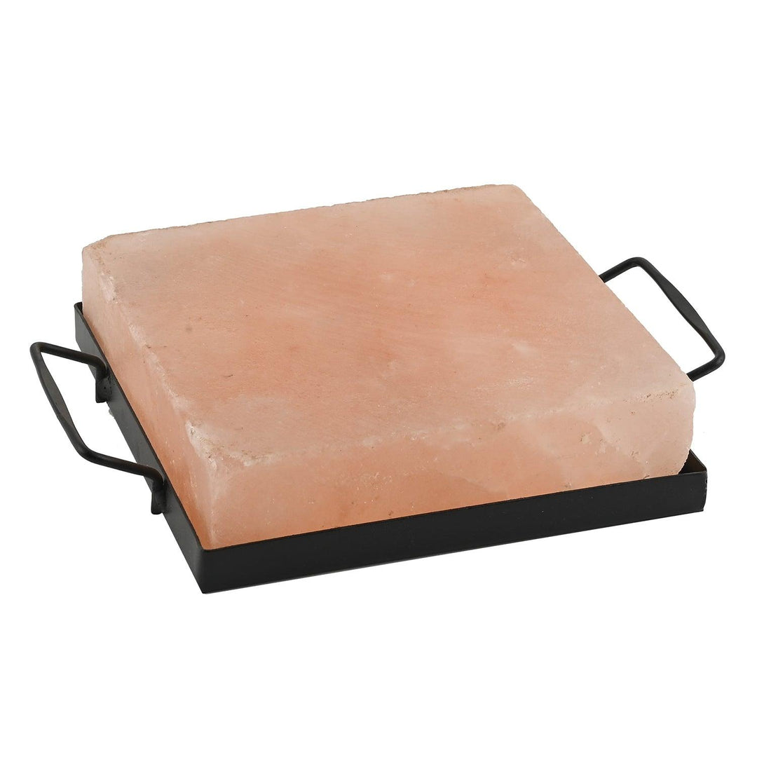 Himalayan Salt Square Shape Plate with Metal Holder - Casey & Company