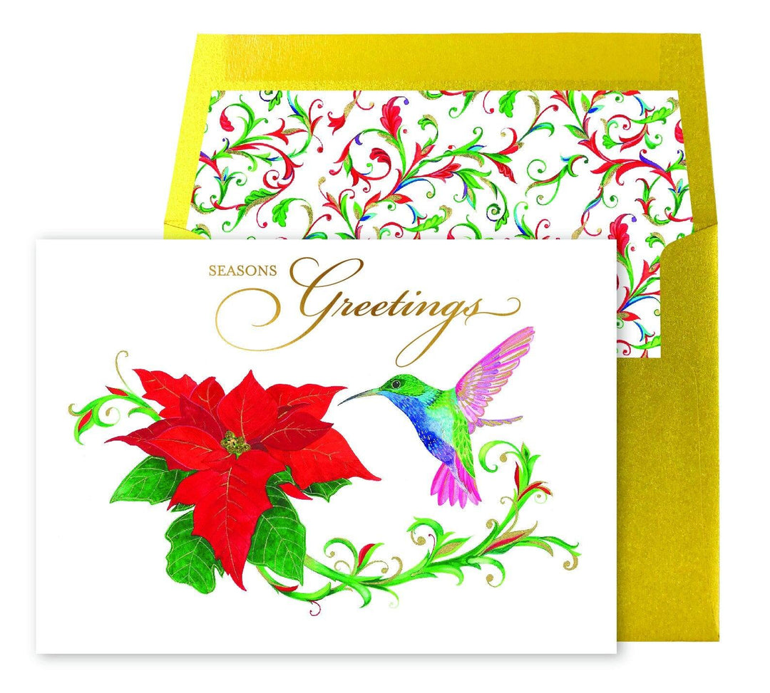 POINSETTIA AND HUMMINGBIRD CARD - Casey & Company