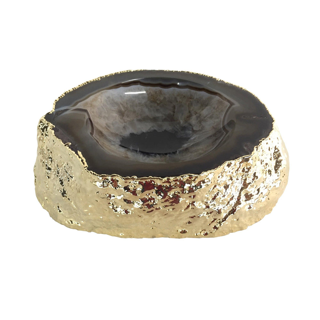 Noemi Polished Agate Bowl, Black/Gold - Casey & Company
