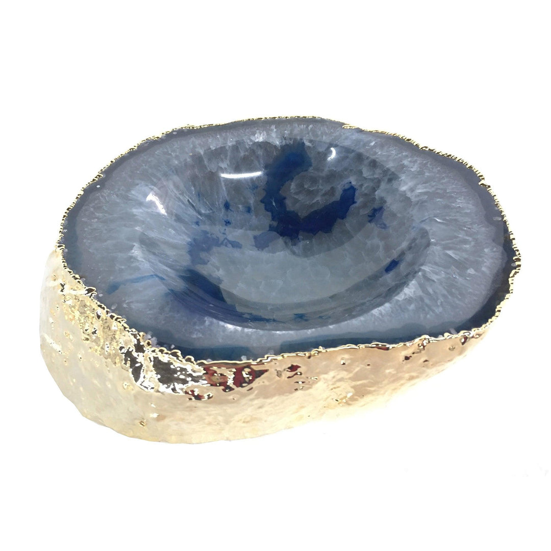 Noemi Polished Agate Bowl, Blue/Gold - Casey & Company