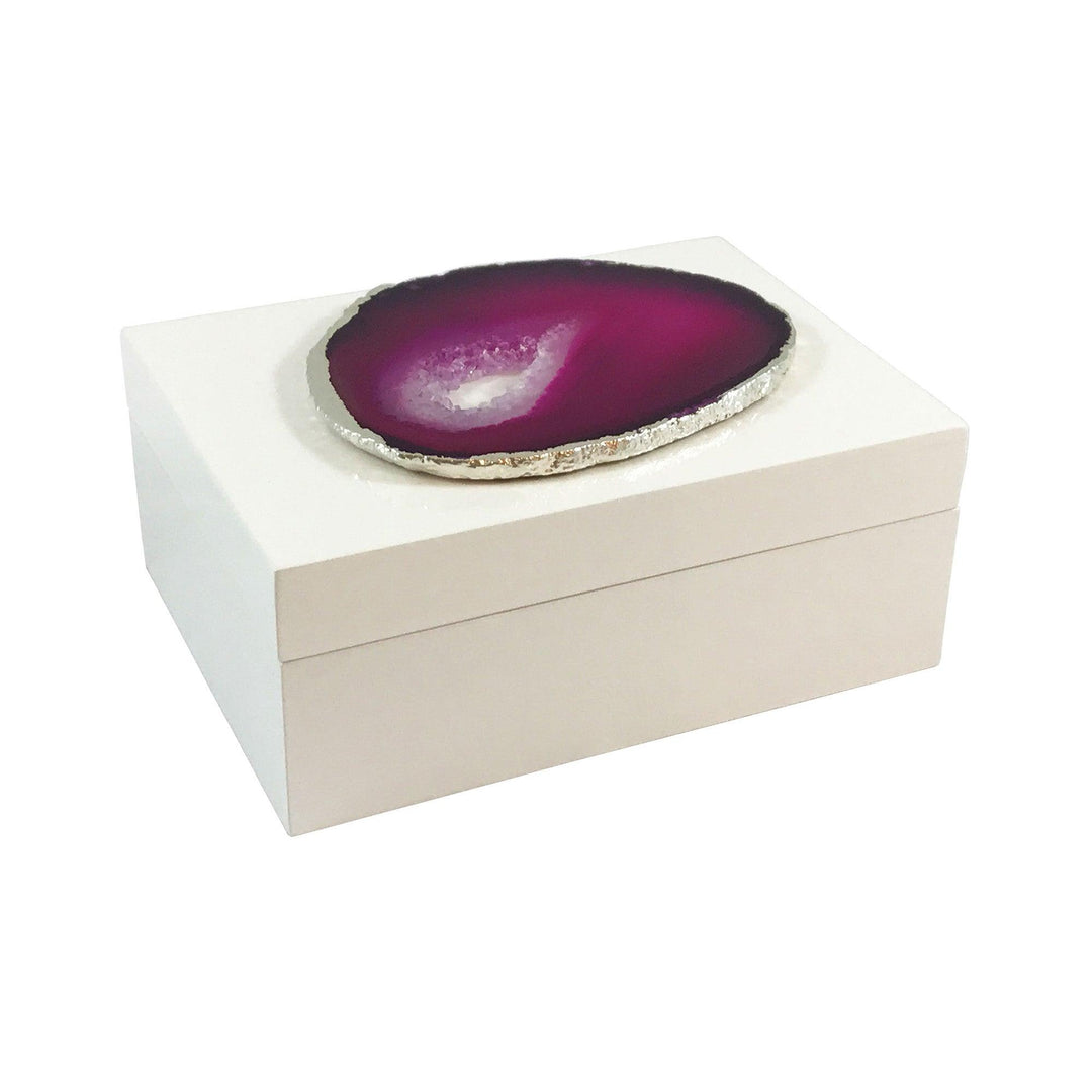 Emiliano Small Agate Box, White/Pink - Casey & Company