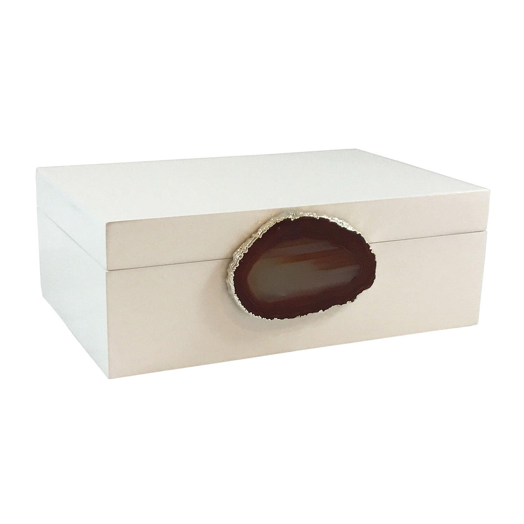 Emiliano Large Agate Box, White/Natural - Casey & Company