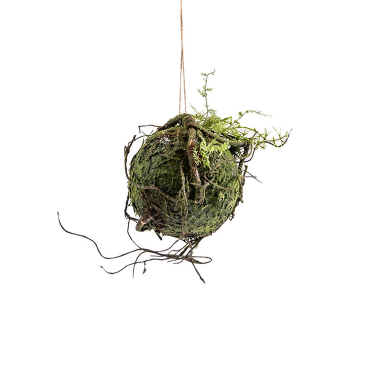 Hanging ball with artificial moss and branches - Casey & Company