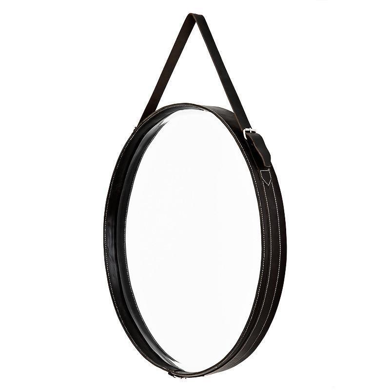 Black Leather Belted Mirror - Casey & Company