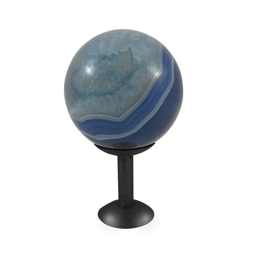 Nuno Agate Sphere On Stand, Blue - Casey & Company