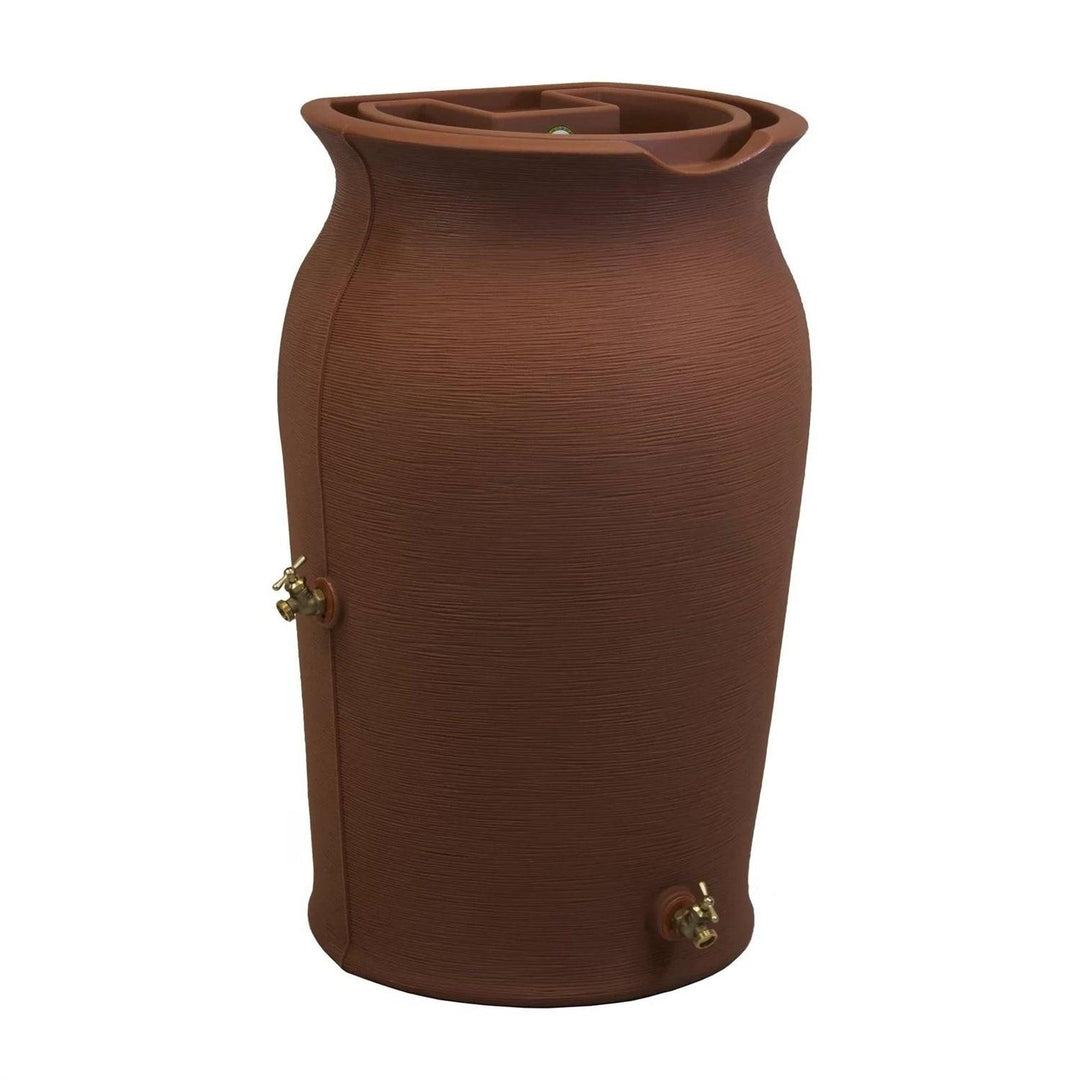 Terra Cotta 50-Gallon Plastic Urn Rain Barrel with Planter Top - Casey & Company
